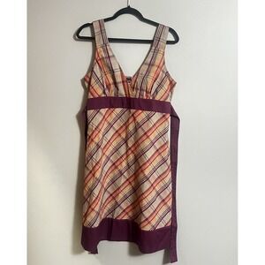 Patagonia Netty Seersucker Sleeveless Plaid Sun Dress, Women's Size 12